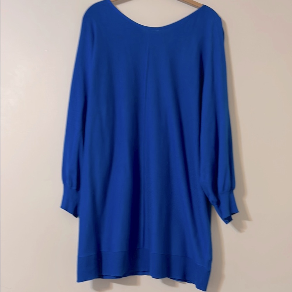 Max Studio Blue Longline Balloon Dolman Sleeve SweaterTunic Dress 1X - Picture 5 of 12